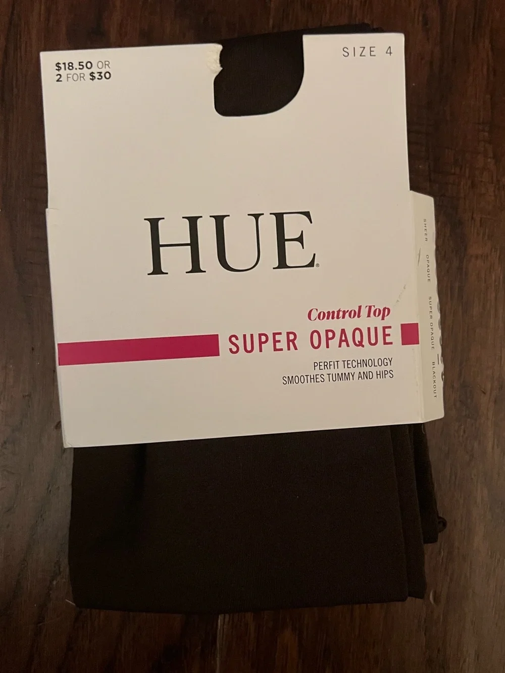 Hue Women's Super Opaque Control Top Tights U6620 - Espresso Solid size 4